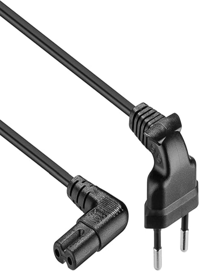 XTC EU Standard to C7 90 Degree Angled Bipolar Power Cord for Flat Screen TV, Computer Monitor, Radio